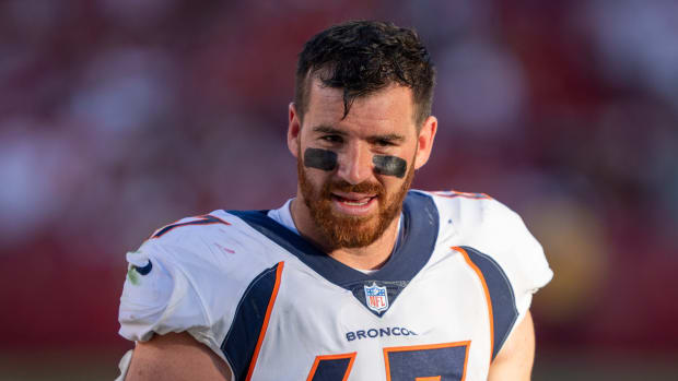 Denver Broncos linebacker Josey Jewell (47) during halftime against the San Francisco 49ers at Levi's Stadium.